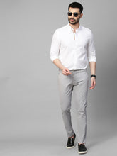 Genips Men's Light Grey Cotton Stretch Caribbean Slim Fit Solid Trousers